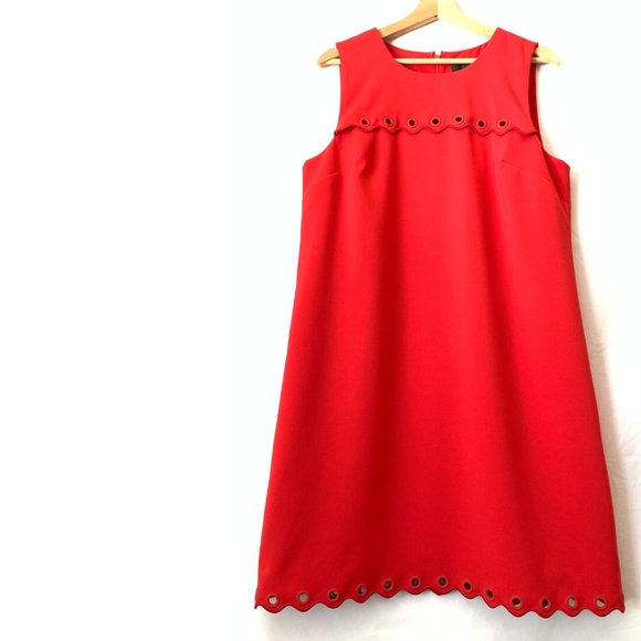 J. Crew Dresses & Skirts - J CREW Red Scalloped Dress with Grommets 14